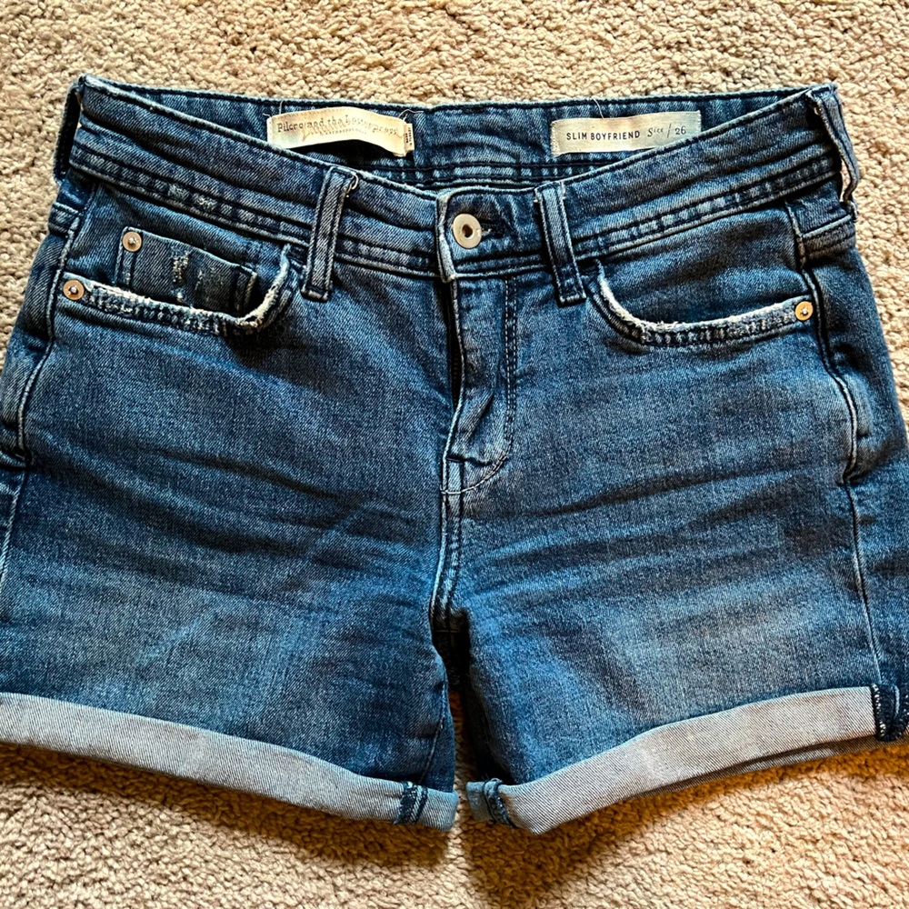 PILCRO AND THE LETTERPRESS DENIM SHORTS SLIM BOYFRIEND SZ 26
